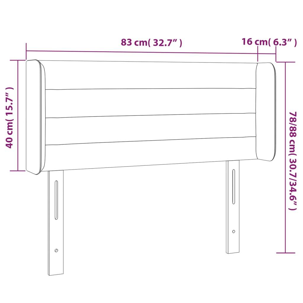 vidaXL Kopfteil mit Ohren Dunkelgrau 83x16x78/88 cm Stoff
