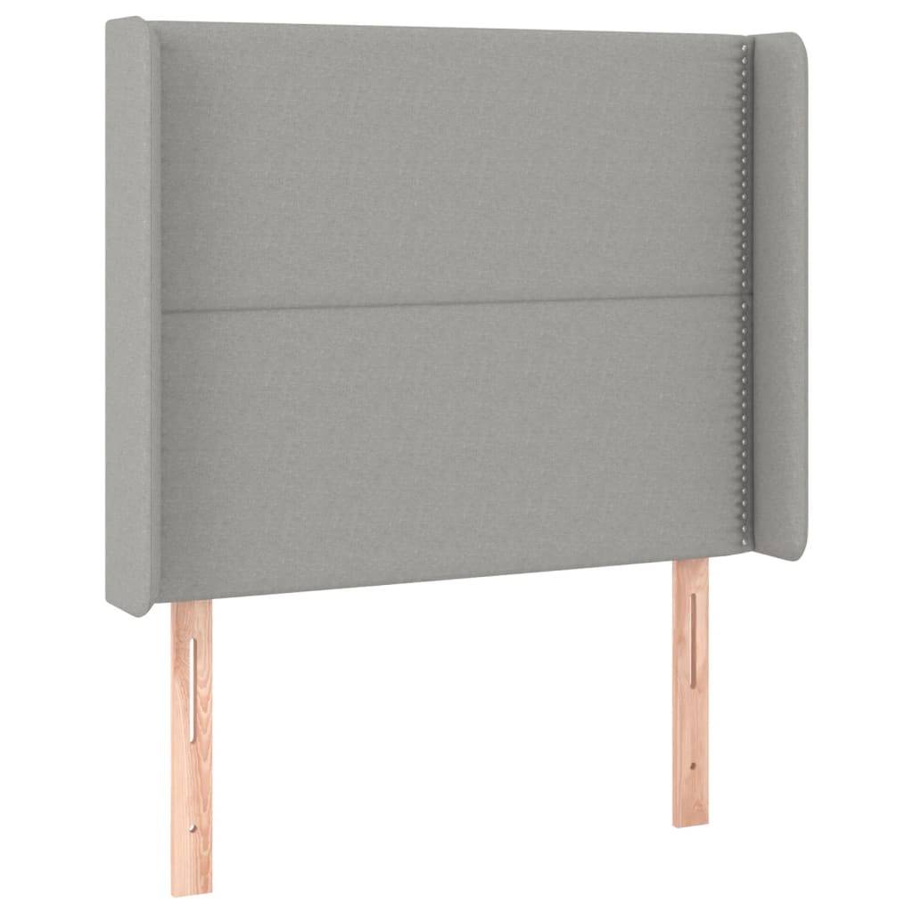 vidaXL LED Kopfteil Hellgrau 103x16x118/128 cm Stoff