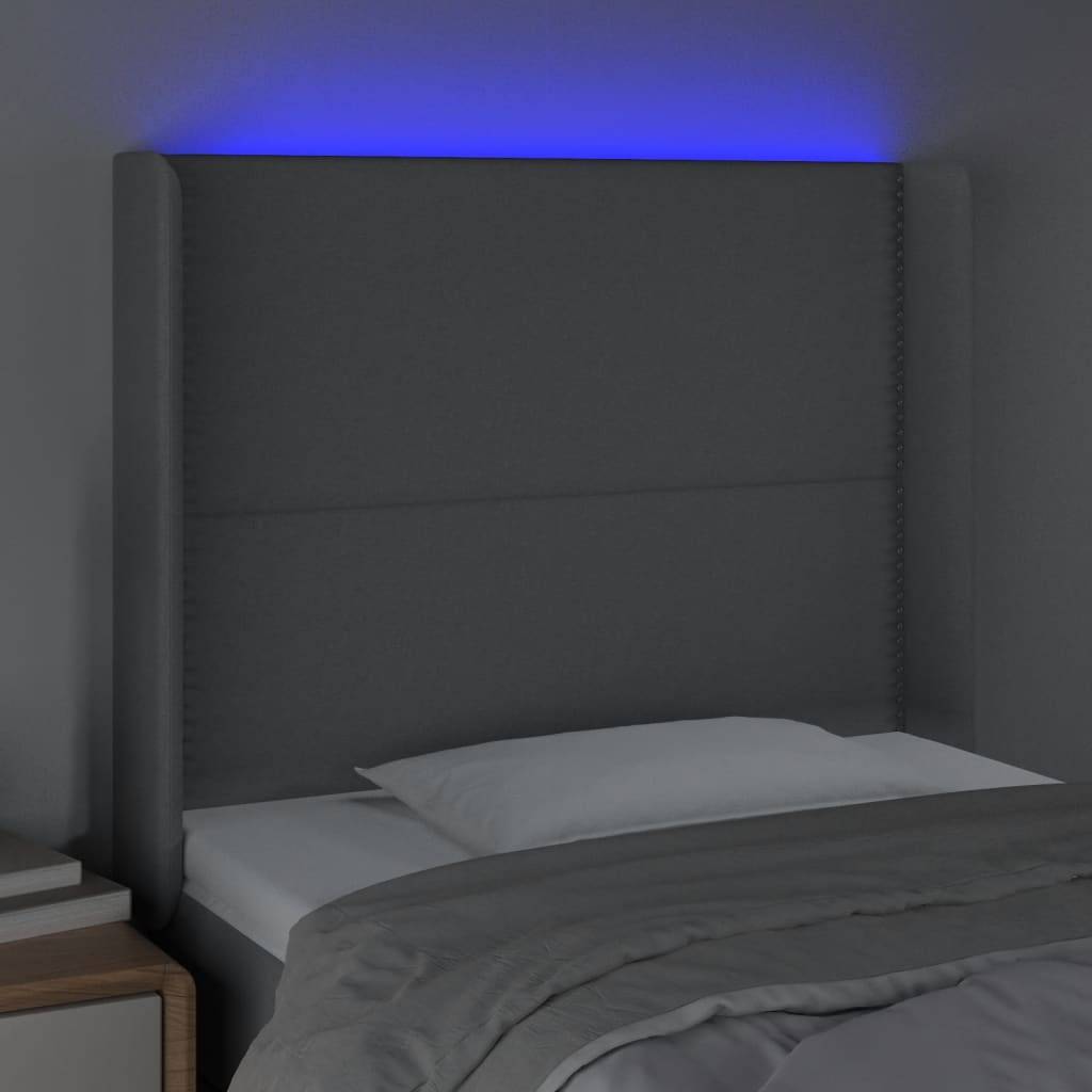 vidaXL LED Kopfteil Hellgrau 103x16x118/128 cm Stoff