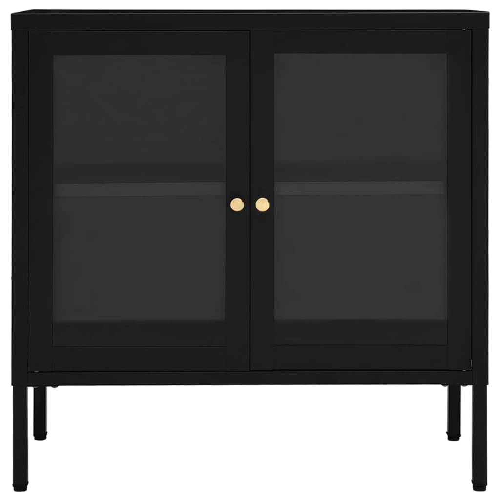 vidaXL Sideboard Schwarz 70x35x70 cm Stahl und Glas