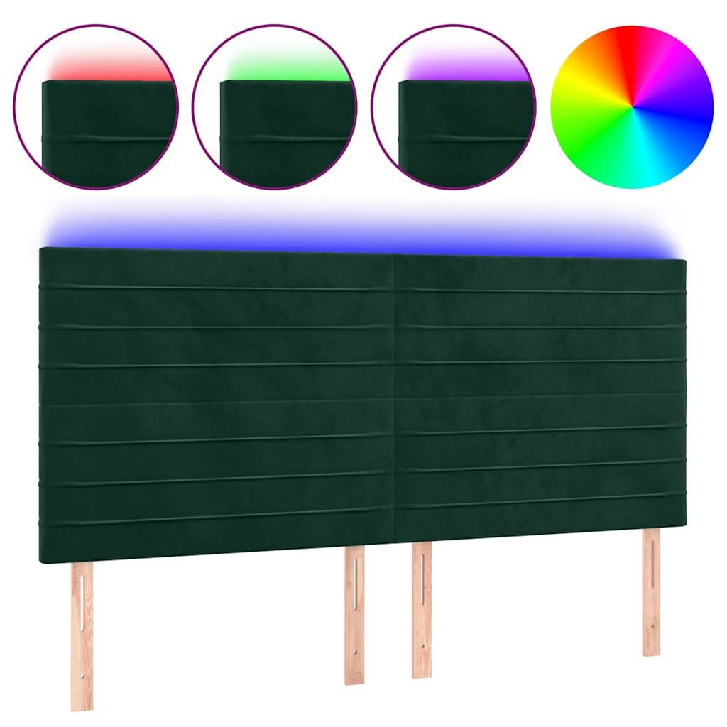 vidaXL LED Kopfteil Dunkelgrün 180x5x118/128 cm Samt