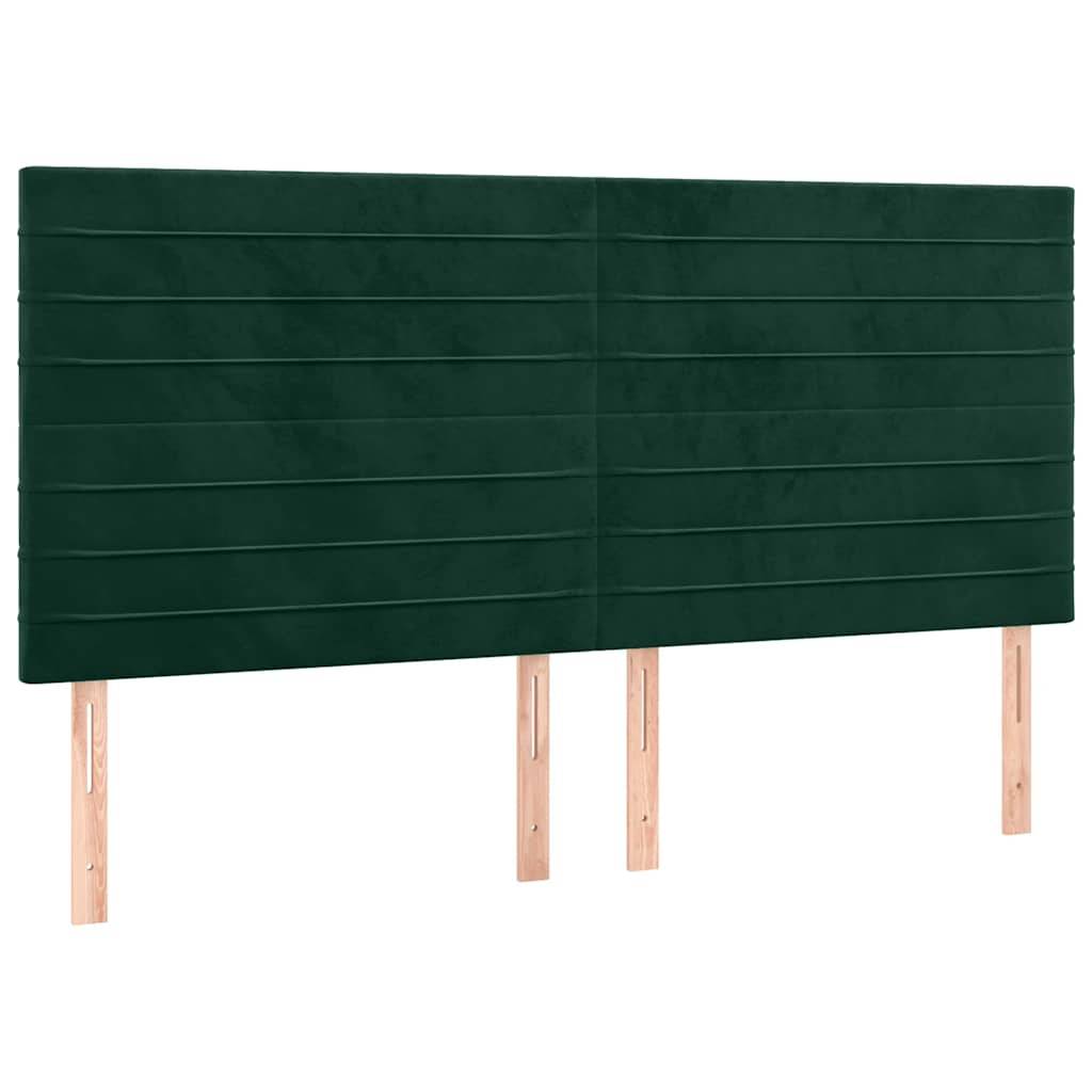vidaXL LED Kopfteil Dunkelgrün 180x5x118/128 cm Samt