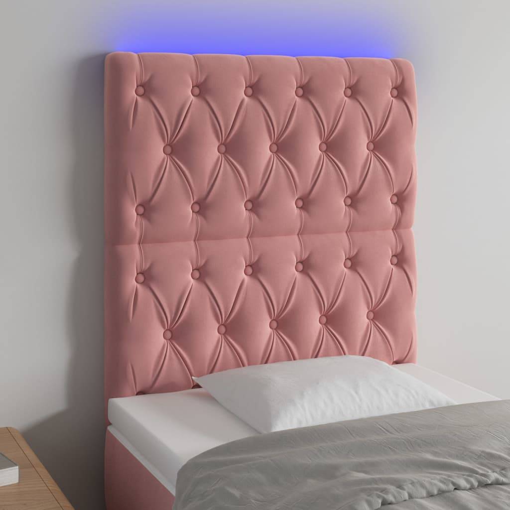 vidaXL LED Kopfteil Rosa 80x7x118/128 cm Samt