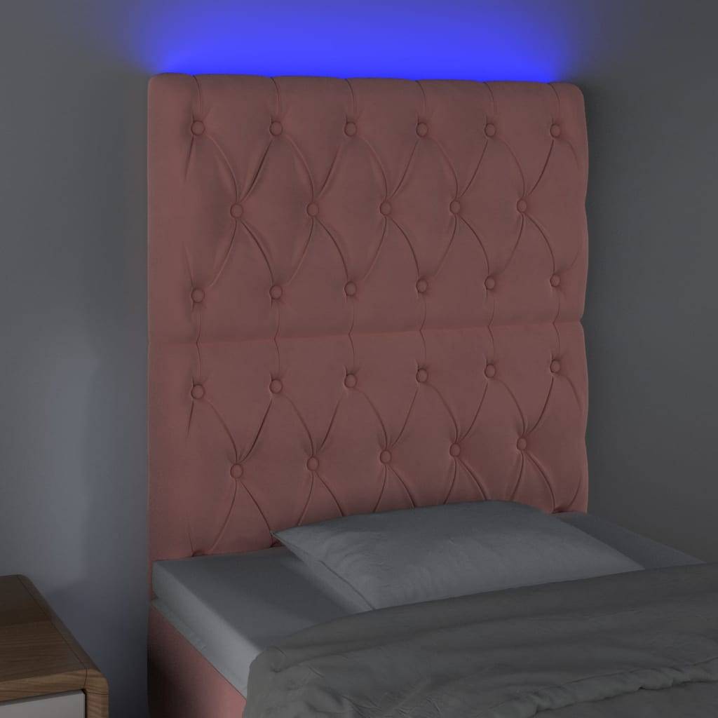 vidaXL LED Kopfteil Rosa 80x7x118/128 cm Samt