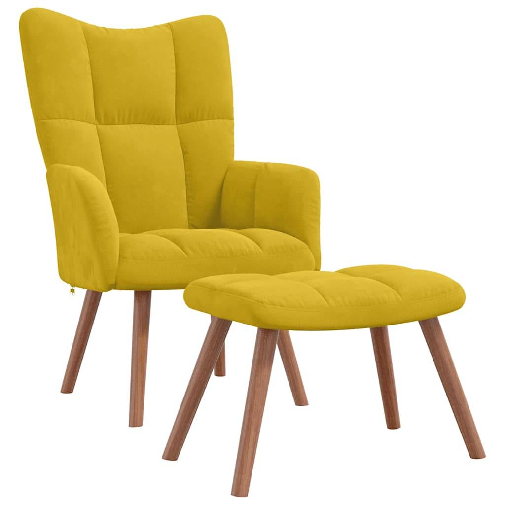 vidaXL Relaxsessel mit Hocker Senfgelb Samt