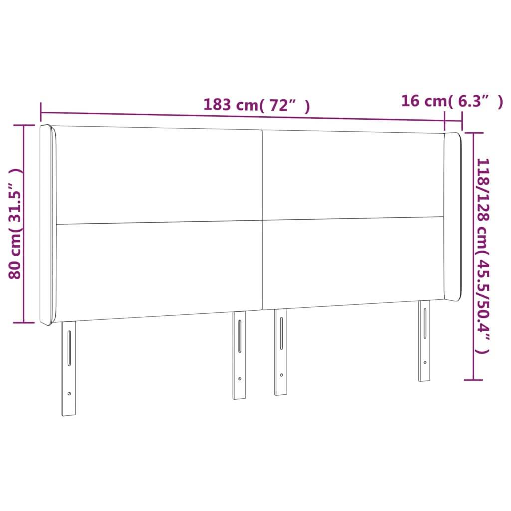vidaXL Kopfteil mit Ohren Dunkelbraun 183x16x118/128 cm Stoff