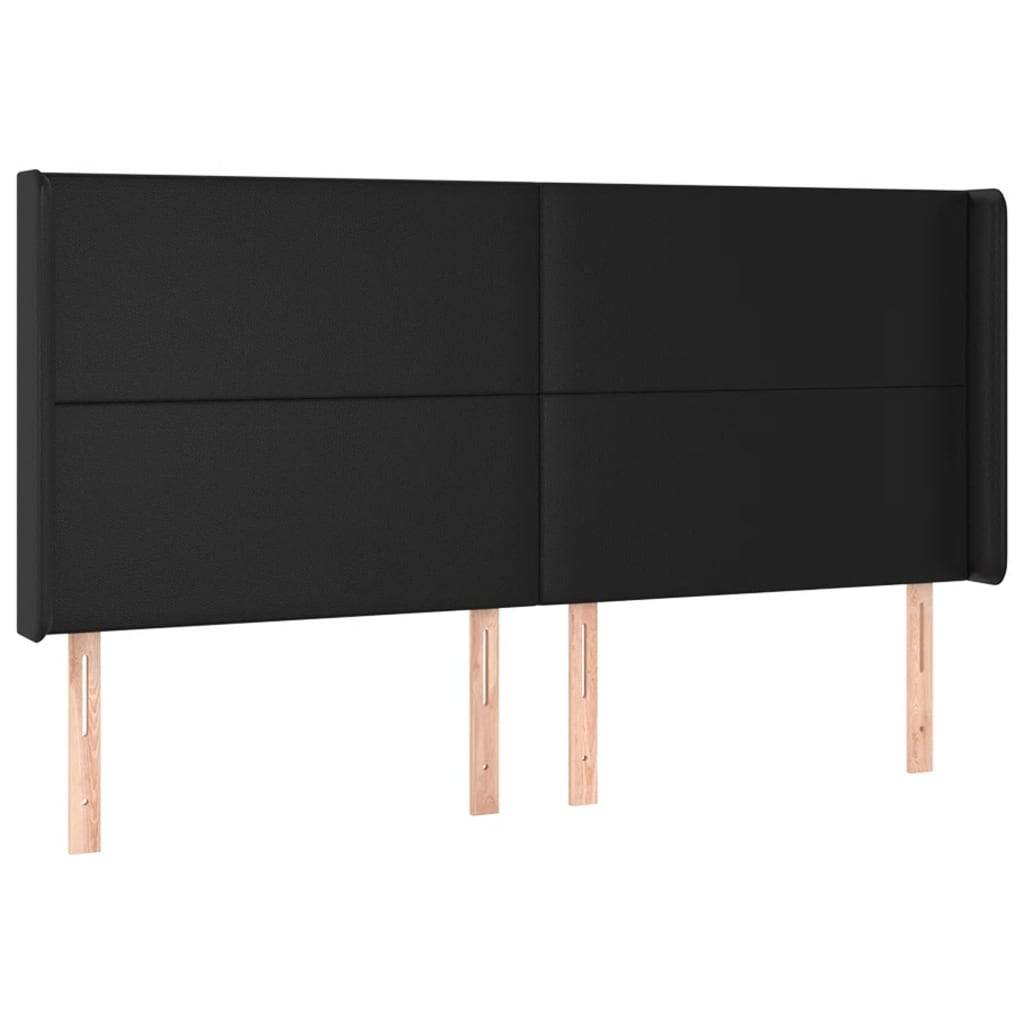 vidaXL LED Kopfteil Schwarz 183x16x118/128 cm Kunstleder