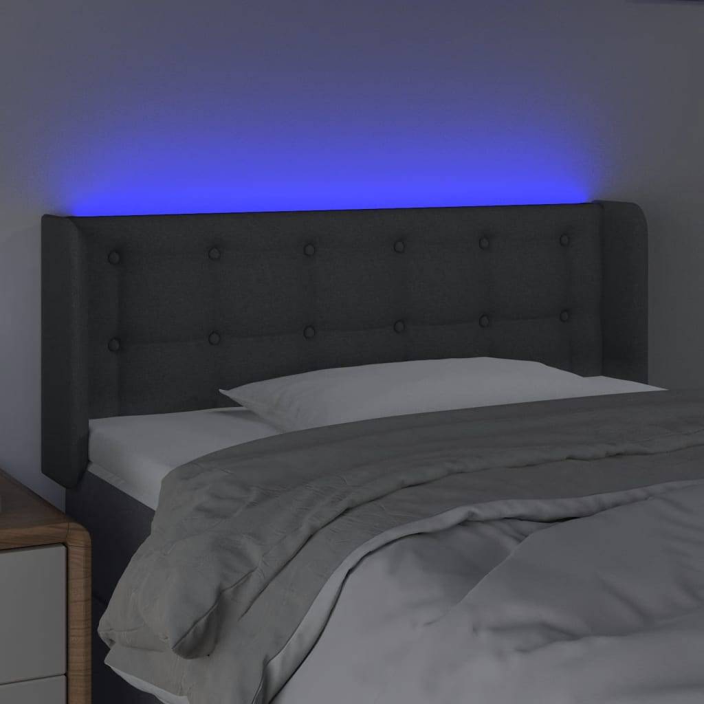 vidaXL LED Kopfteil Dunkelgrau 103x16x78/88 cm Stoff