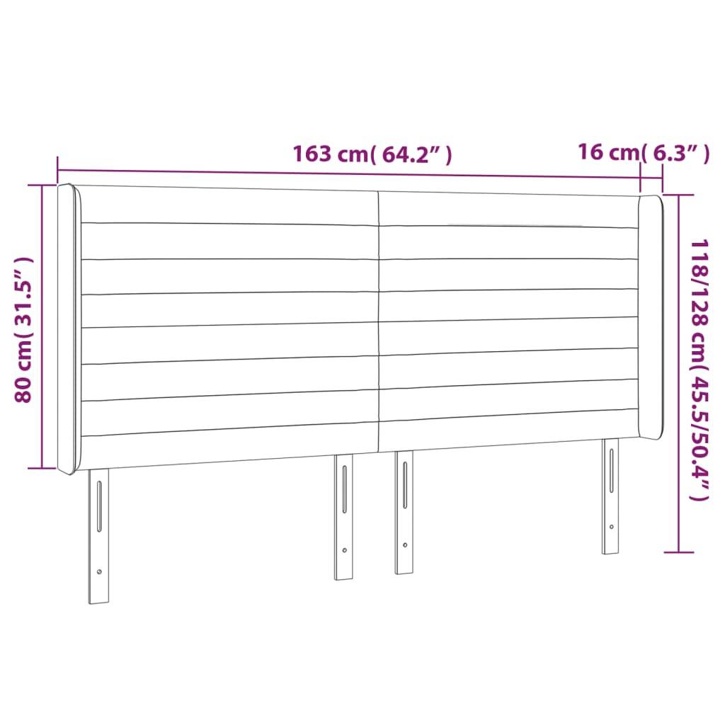 vidaXL LED Kopfteil Dunkelgrün 163x16x118/128 cm Samt
