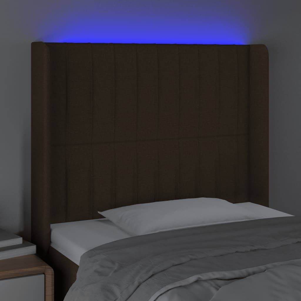 vidaXL LED Kopfteil Dunkelbraun 83x16x118/128 cm Stoff