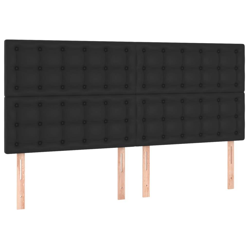 vidaXL LED Kopfteil Schwarz 200x5x118/128 cm Kunstleder