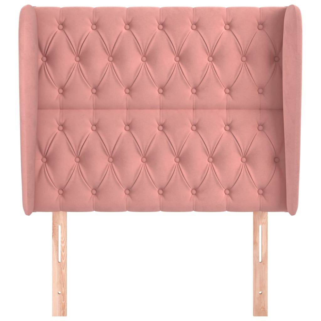 vidaXL Kopfteil mit Ohren Rosa 103x23x118/128 cm Samt