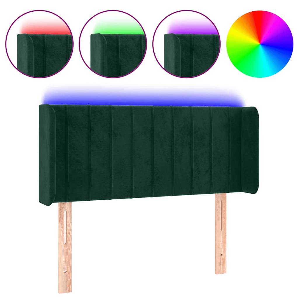 vidaXL LED Kopfteil Dunkelgrün 93x16x78/88 cm Samt