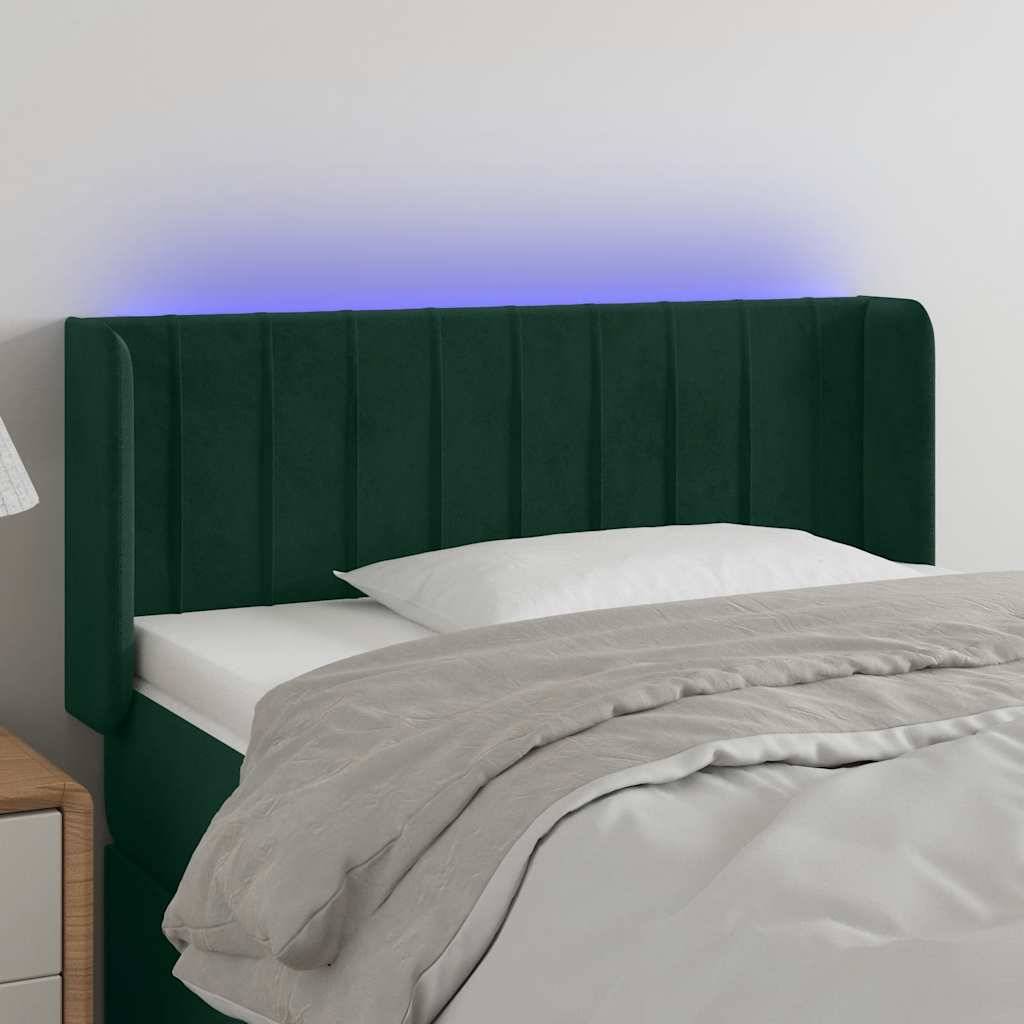 vidaXL LED Kopfteil Dunkelgrün 93x16x78/88 cm Samt