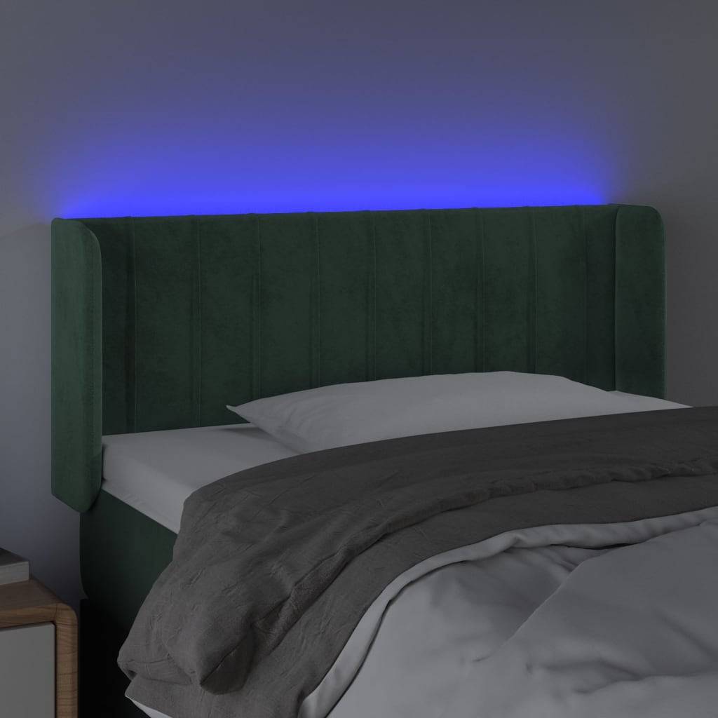 vidaXL LED Kopfteil Dunkelgrün 93x16x78/88 cm Samt