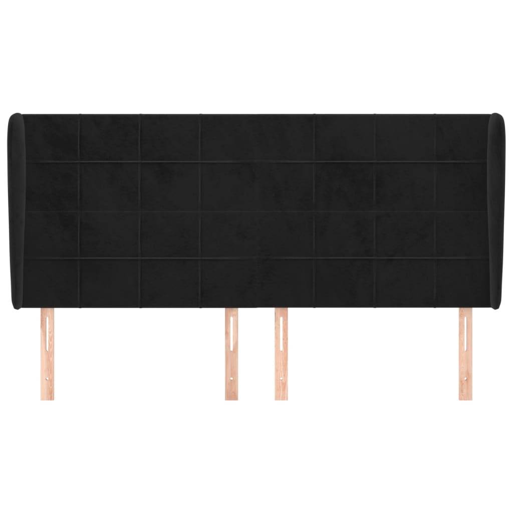 vidaXL Kopfteil mit Ohren Schwarz 203x23x118/128 cm Samt