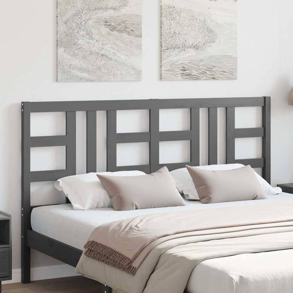vidaXL Kopfteil Grau 146x4x100 cm Massivholz Kiefer