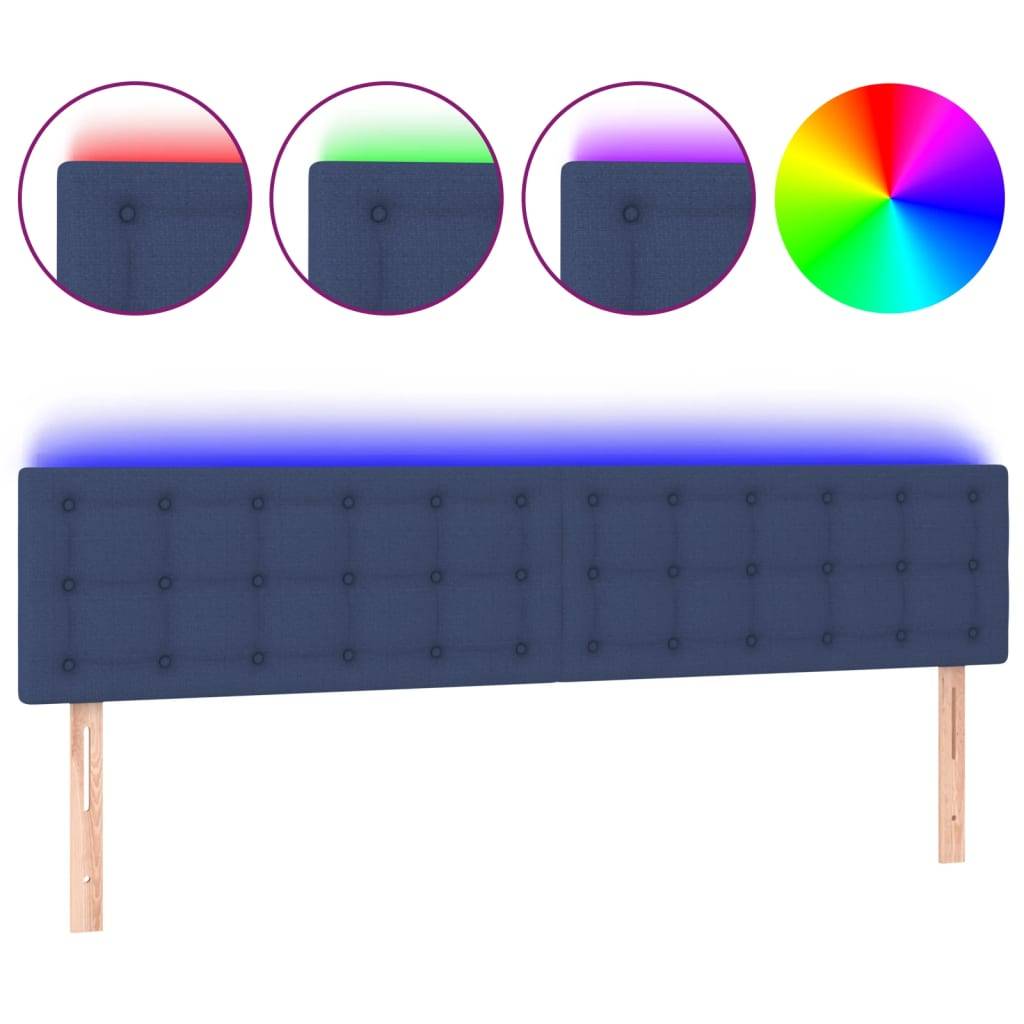 vidaXL LED Kopfteil Blau 160x5x78/88 cm Stoff