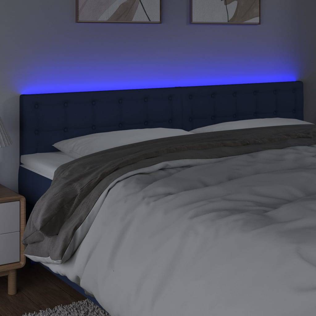 vidaXL LED Kopfteil Blau 160x5x78/88 cm Stoff
