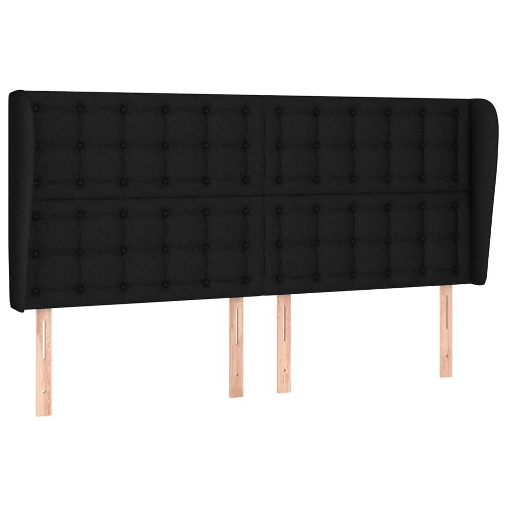 vidaXL Kopfteil mit Ohren Schwarz 203x23x118/128 cm Stoff