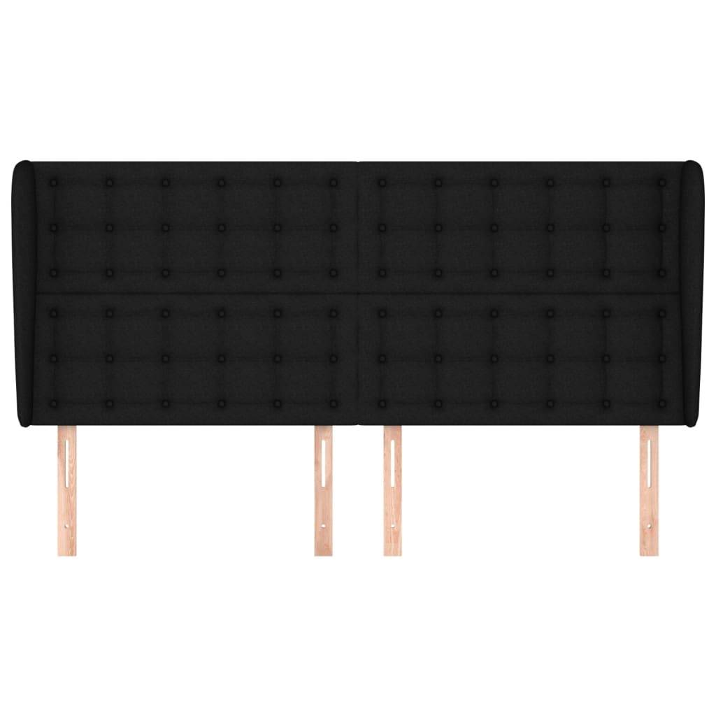 vidaXL Kopfteil mit Ohren Schwarz 203x23x118/128 cm Stoff