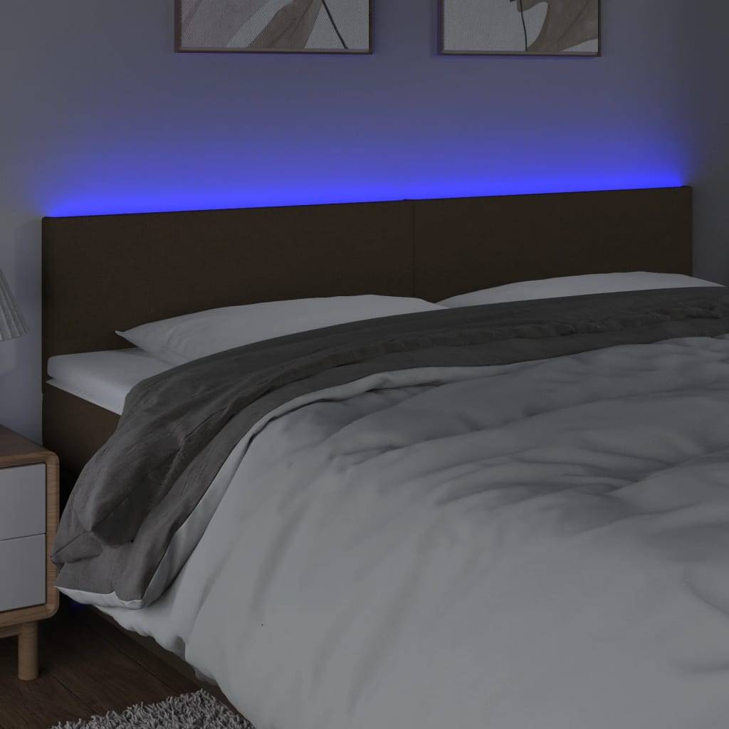 vidaXL LED Kopfteil Dunkelbraun 160x5x78/88 cm Stoff
