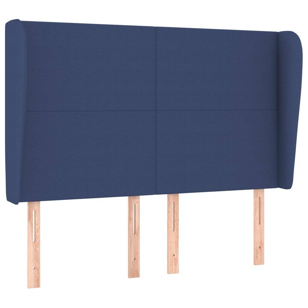 vidaXL Kopfteil mit Ohren Blau 147x23x118/128 cm Stoff