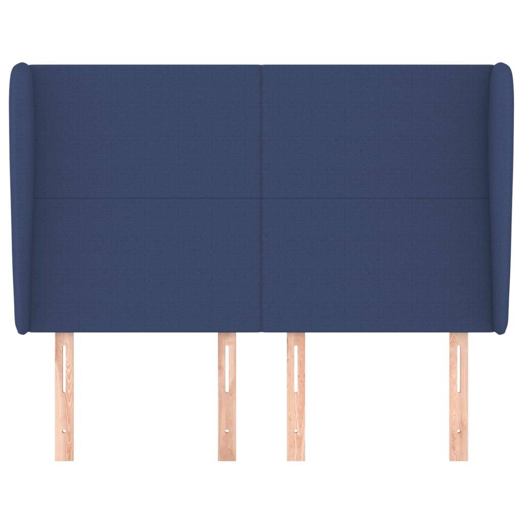 vidaXL Kopfteil mit Ohren Blau 147x23x118/128 cm Stoff