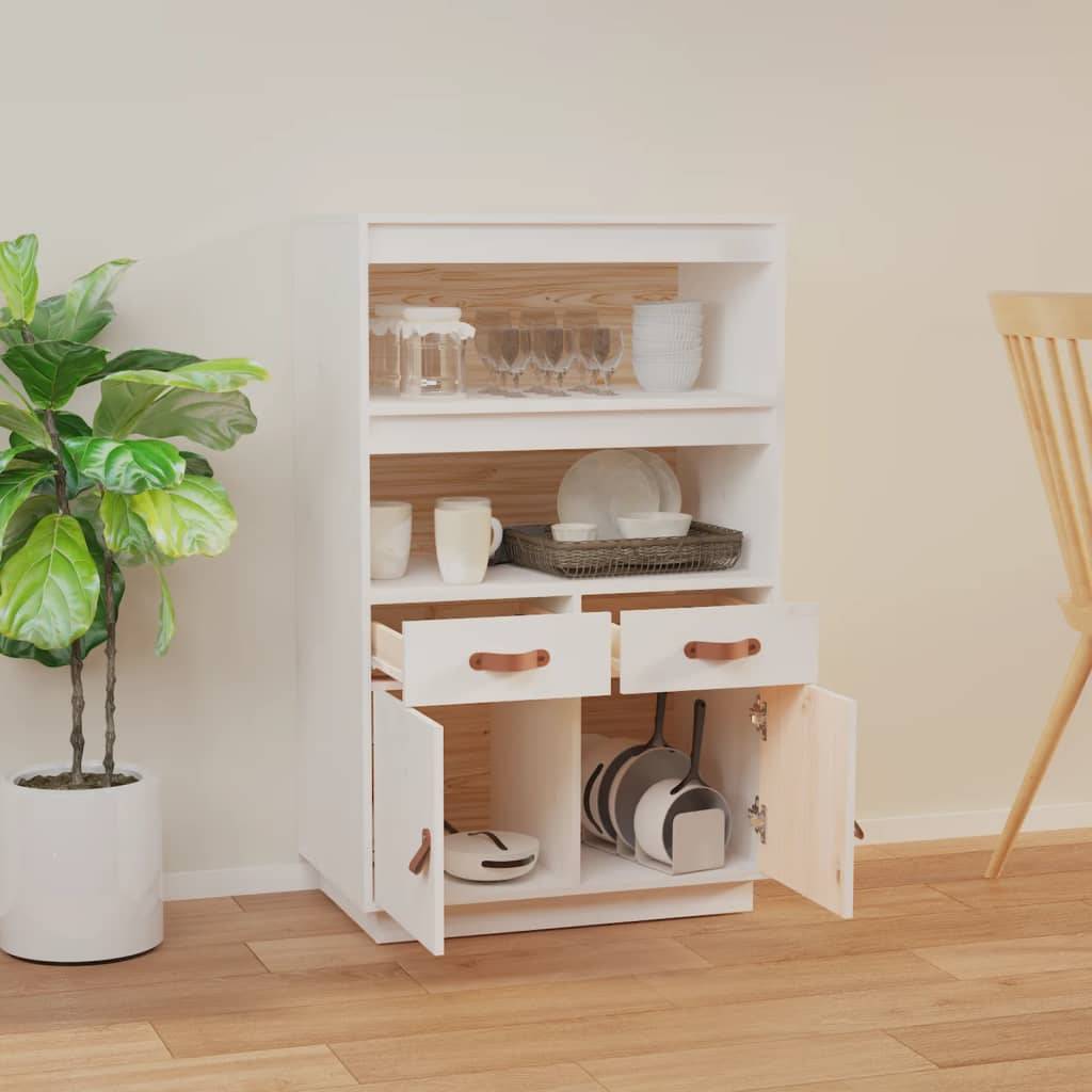 vidaXL Highboard Weiß 67x40x108,5 cm Massivholz Kiefer