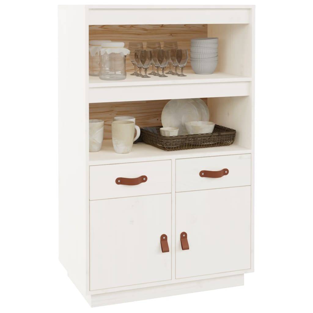 vidaXL Highboard Weiß 67x40x108,5 cm Massivholz Kiefer