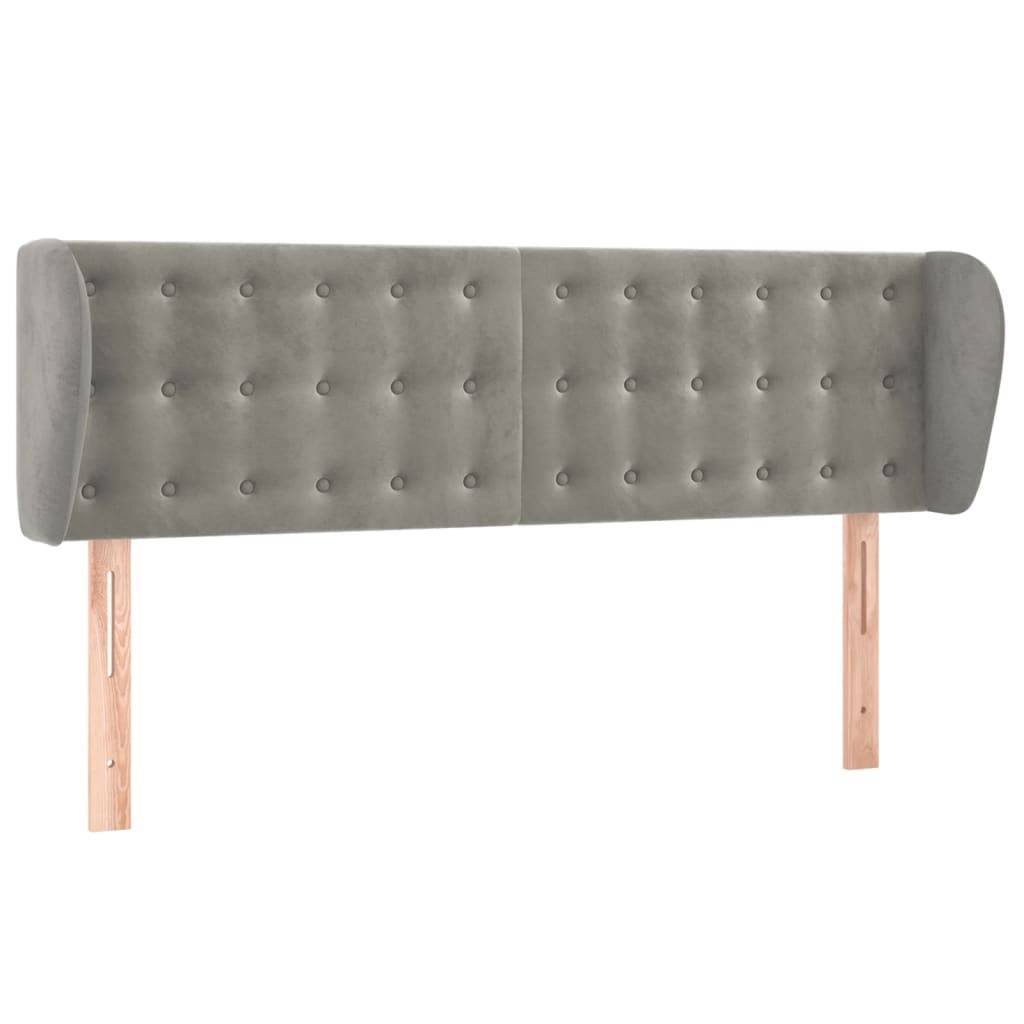vidaXL Kopfteil mit Ohren Hellgrau 147x23x78/88 cm Samt