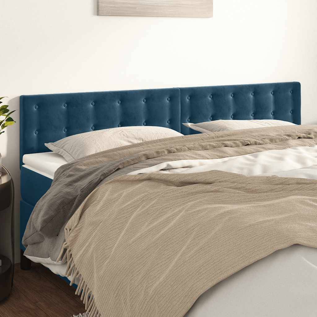 vidaXL Kopfteile 2 Stk. Dunkelblau 100x5x78/88 cm Samt