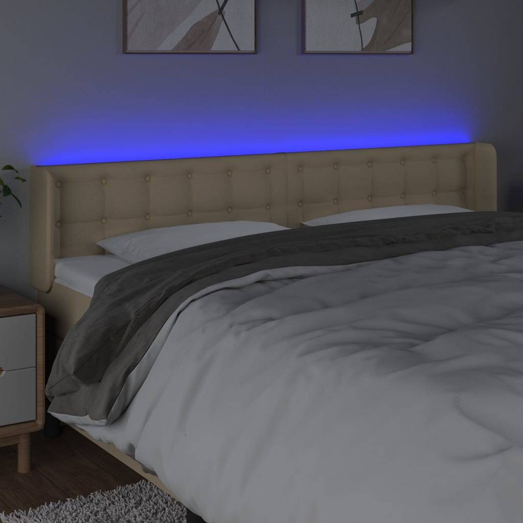 vidaXL LED Kopfteil Creme 183x16x78/88 cm Stoff