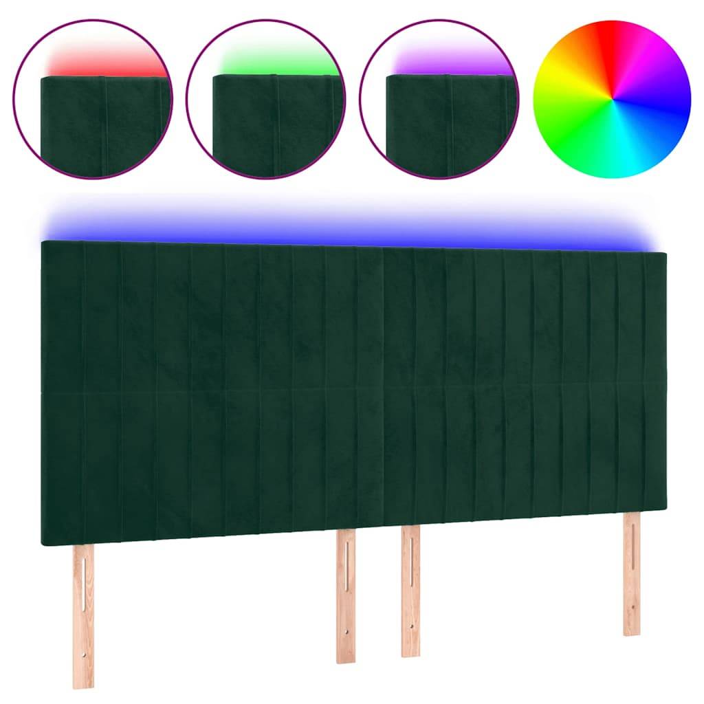 vidaXL LED Kopfteil Dunkelgrün 200x5x118/128 cm Samt