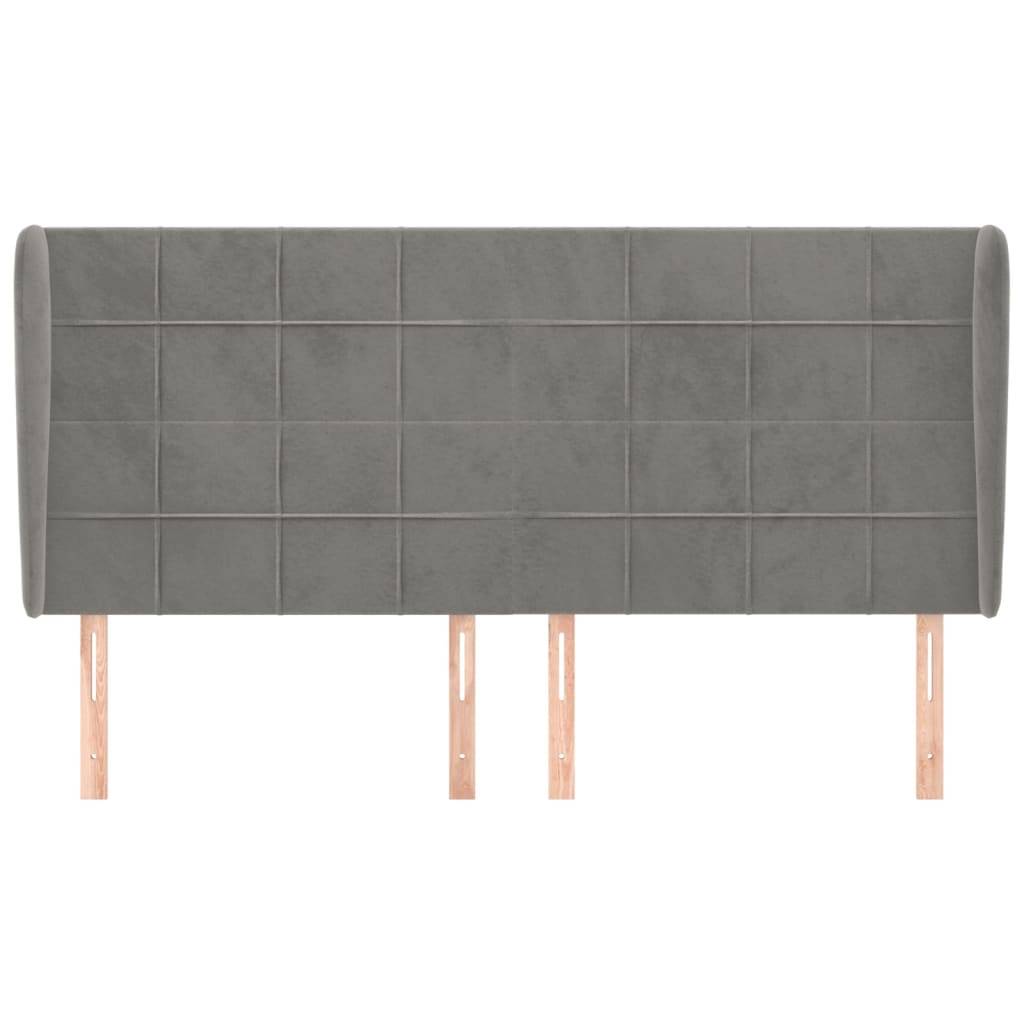 vidaXL Kopfteil mit Ohren Hellgrau 203x23x118/128 cm Samt