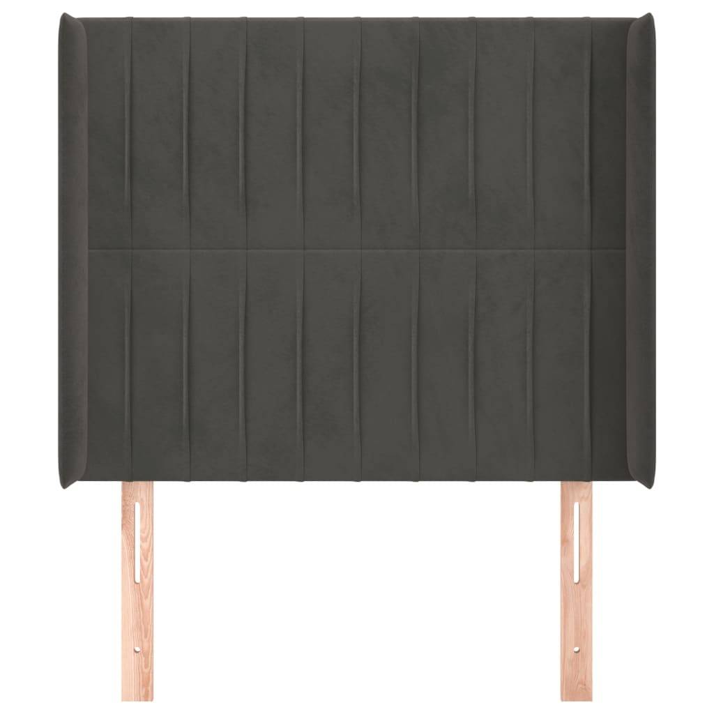 vidaXL Kopfteil mit Ohren Dunkelgrau 93x16x118/128 cm Samt