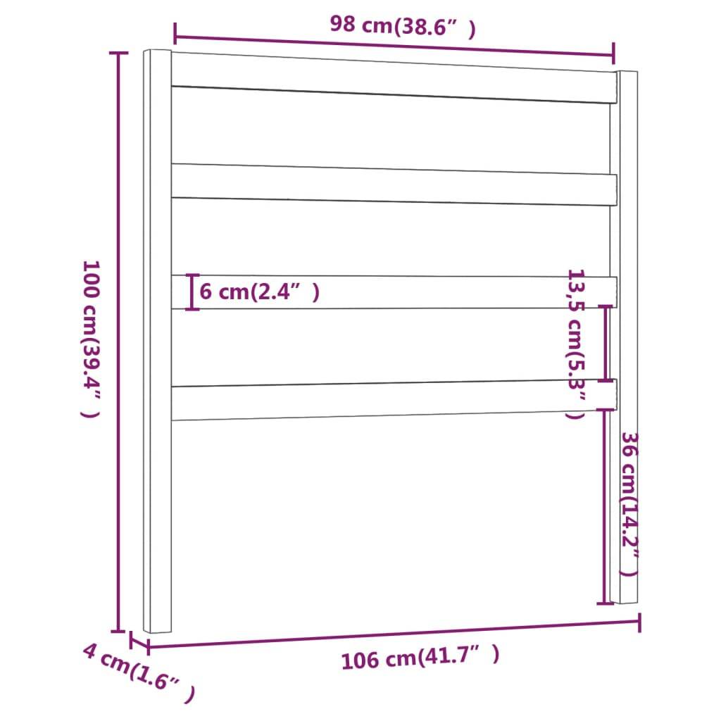 vidaXL Kopfteil Grau 106x4x100 cm Massivholz Kiefer