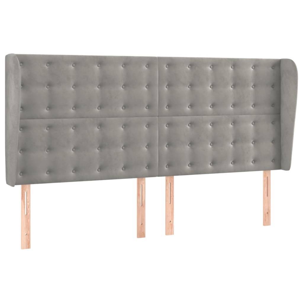 vidaXL Kopfteil mit Ohren Hellgrau 203x23x118/128 cm Samt
