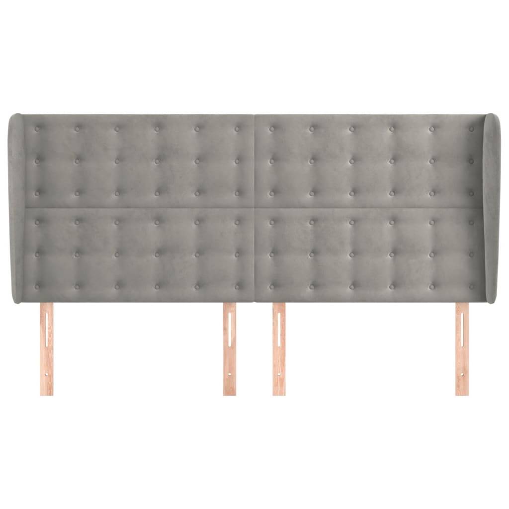 vidaXL Kopfteil mit Ohren Hellgrau 203x23x118/128 cm Samt