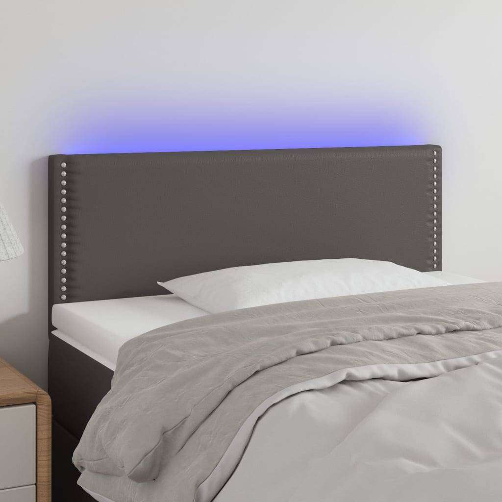 vidaXL LED Kopfteil Grau 80x5x78/88 cm Kunstleder