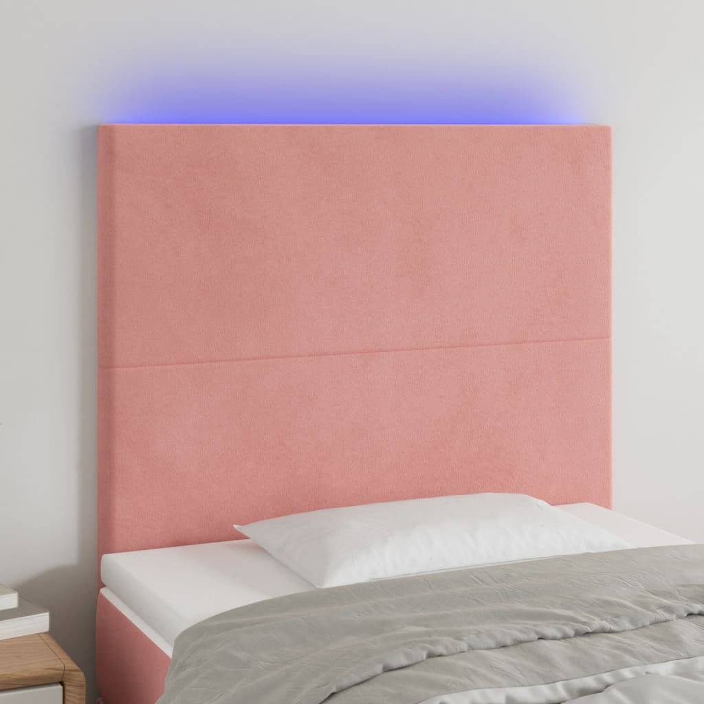 vidaXL LED Kopfteil Rosa 90x5x118/128 cm Samt