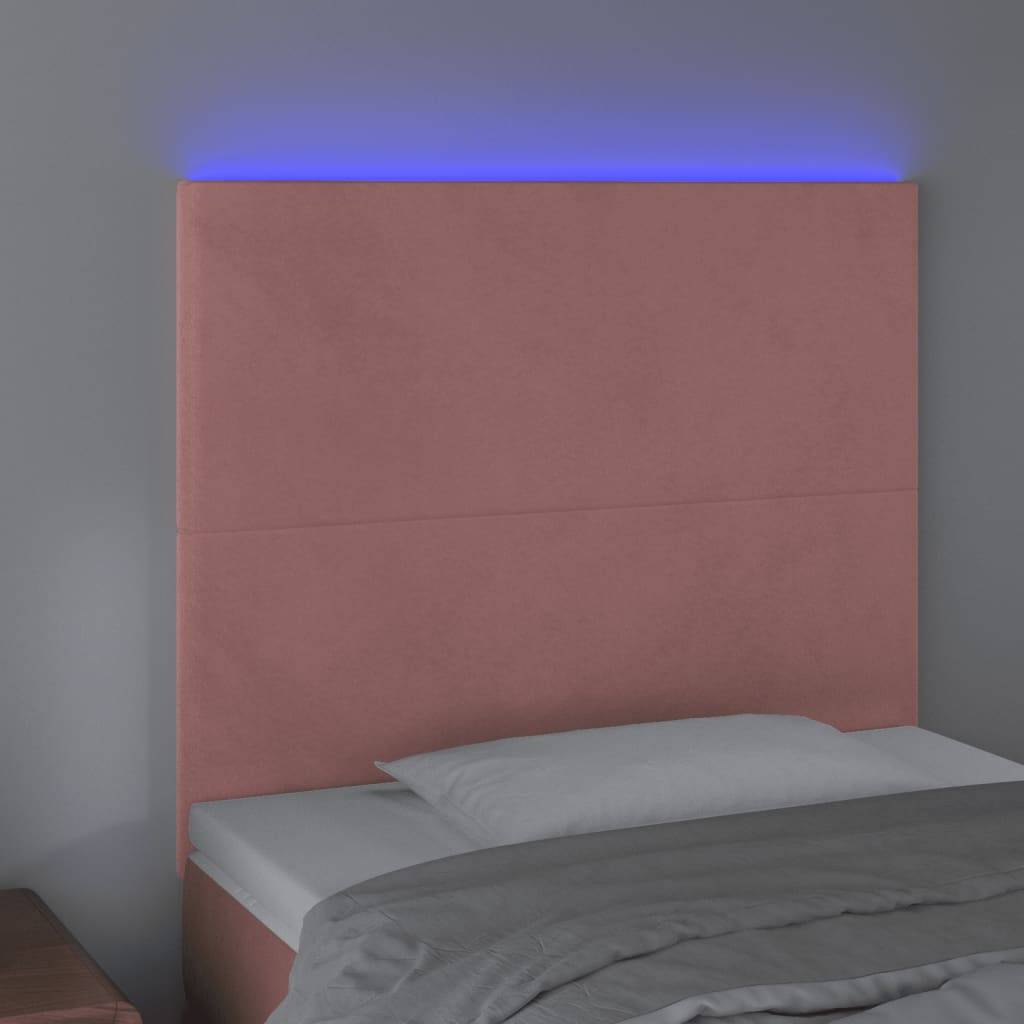 vidaXL LED Kopfteil Rosa 90x5x118/128 cm Samt