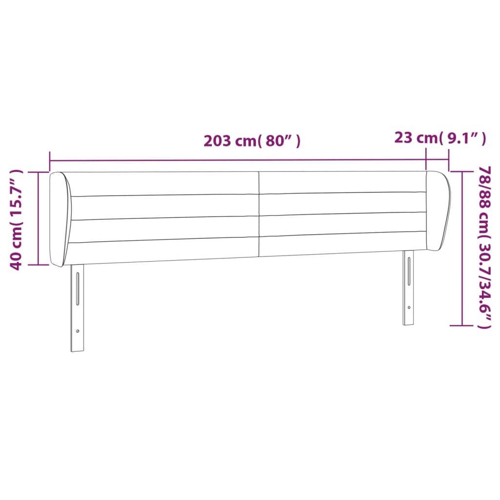 vidaXL Kopfteil mit Ohren Dunkelbraun 203x23x78/88 cm Stoff