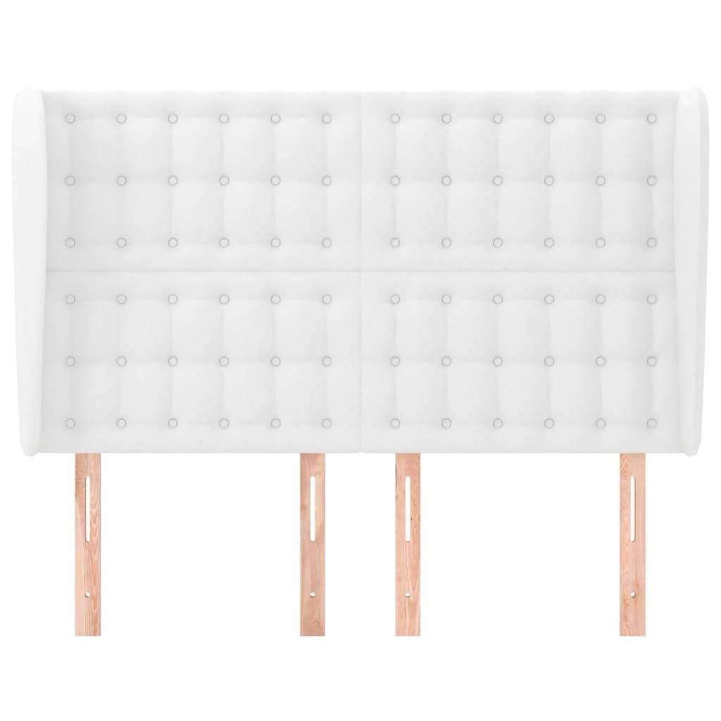 vidaXL Kopfteil mit Ohren Weiß 147x23x118/128 cm Kunstleder