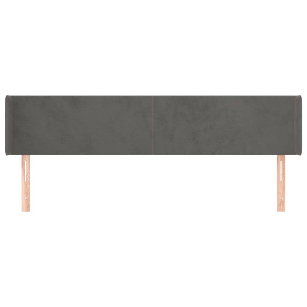 vidaXL Kopfteil mit Ohren Dunkelgrau 163x16x78/88 cm Samt