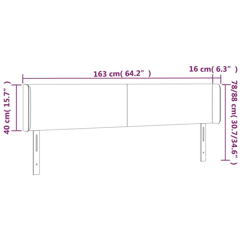 vidaXL Kopfteil mit Ohren Dunkelgrau 163x16x78/88 cm Samt