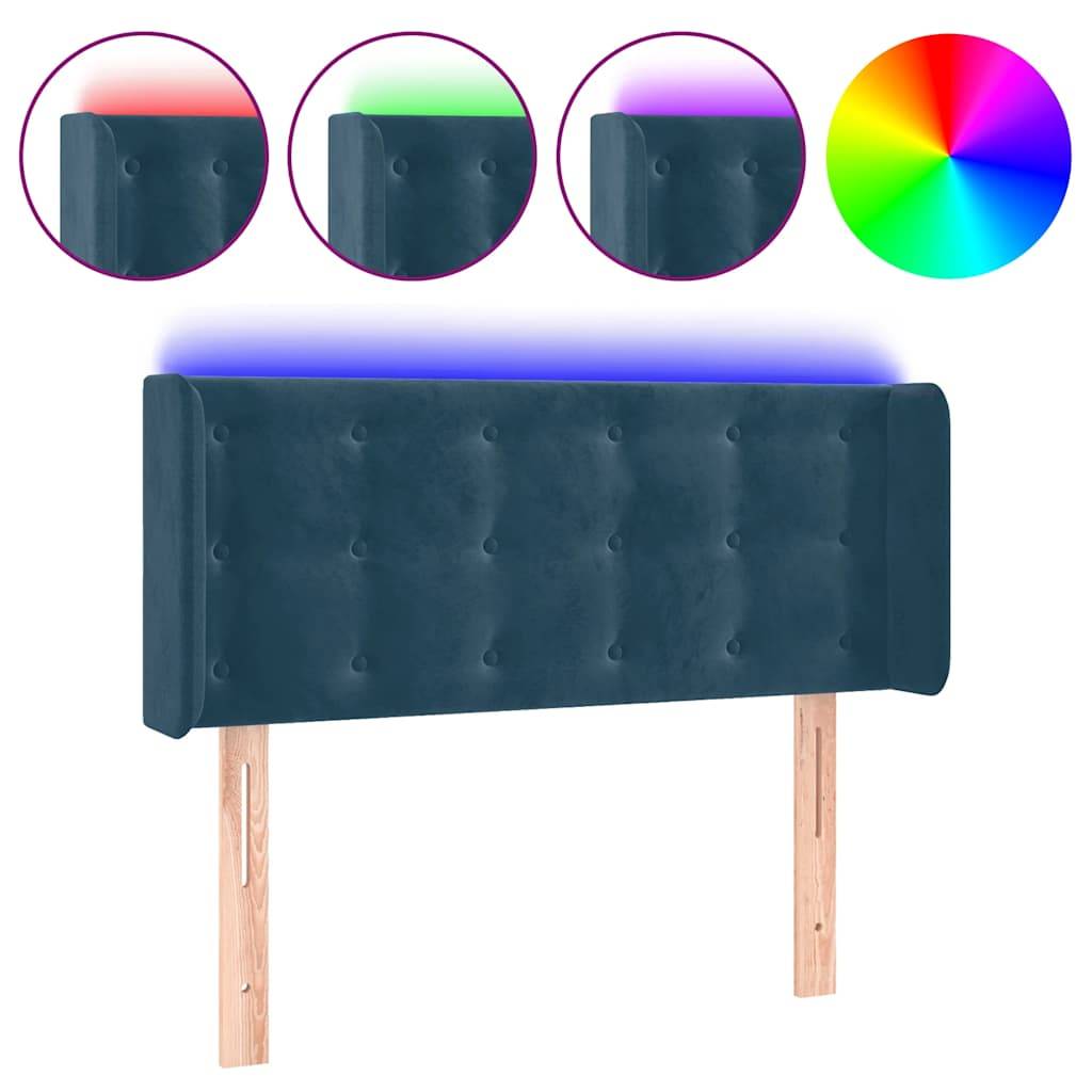vidaXL LED Kopfteil Dunkelblau 83x16x78/88 cm Samt