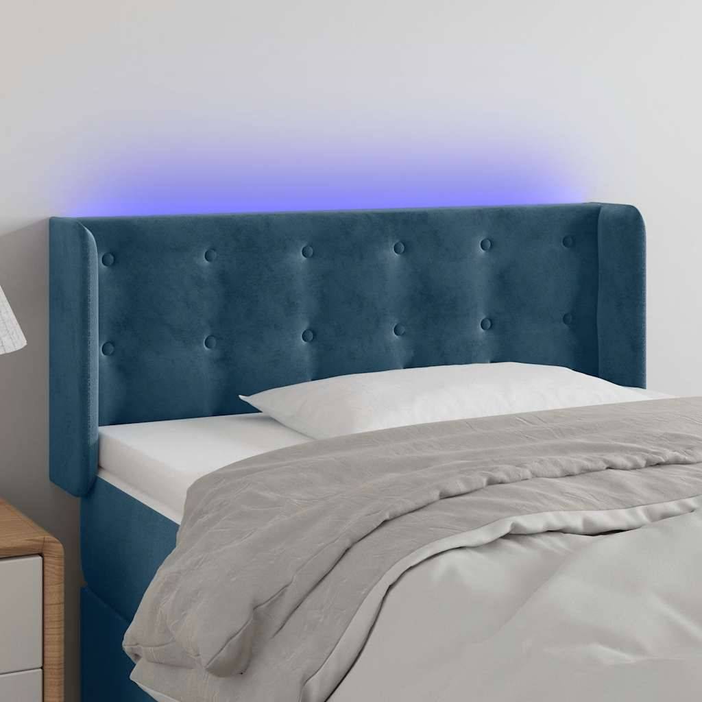 vidaXL LED Kopfteil Dunkelblau 83x16x78/88 cm Samt