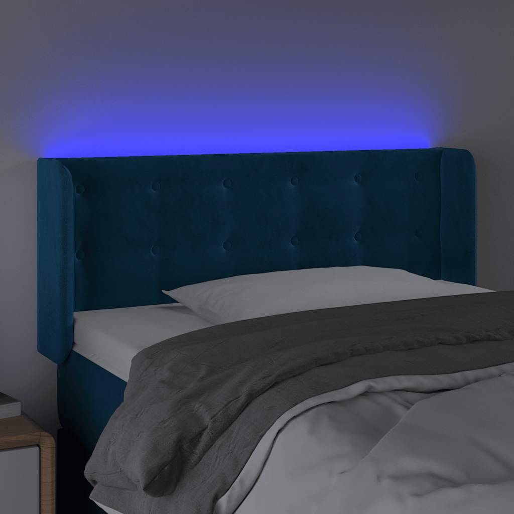 vidaXL LED Kopfteil Dunkelblau 83x16x78/88 cm Samt