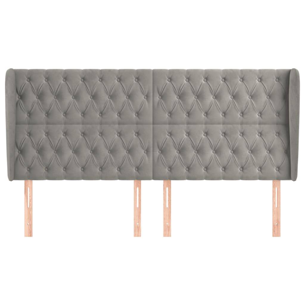 vidaXL Kopfteil mit Ohren Hellgrau 183x23x118/128 cm Samt